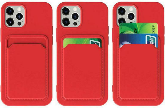 Hurtel Card Case Umschlag Rückseite Silikon mit Kartenhalter Rot (iPhone 12 / 12 Pro)