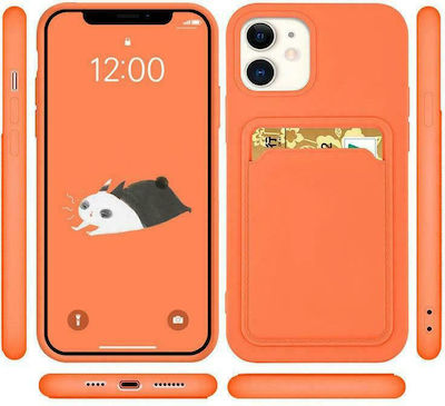 Hurtel Card Case Silicone Back Cover with Credit Card Holder Orange (iPhone 11 Pro)