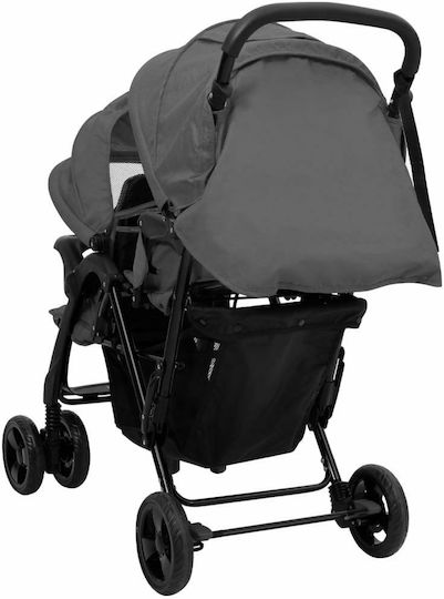 vidaXL Double Stroller Suitable for Newborn Dark Grey