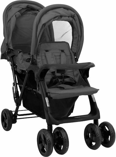 vidaXL Double Stroller Suitable for Newborn Dark Grey