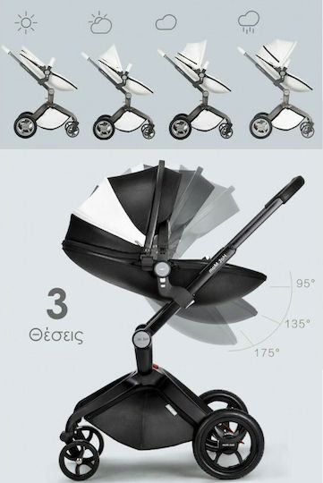 Hot Mom F22 Adjustable 2 in 1 Baby Stroller Suitable for Newborn White 18.5kg
