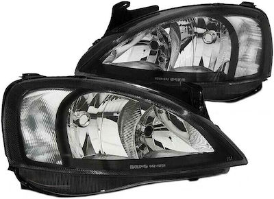 Depo Front Lights for Opel Corsa C Black 2000-2006 2pcs