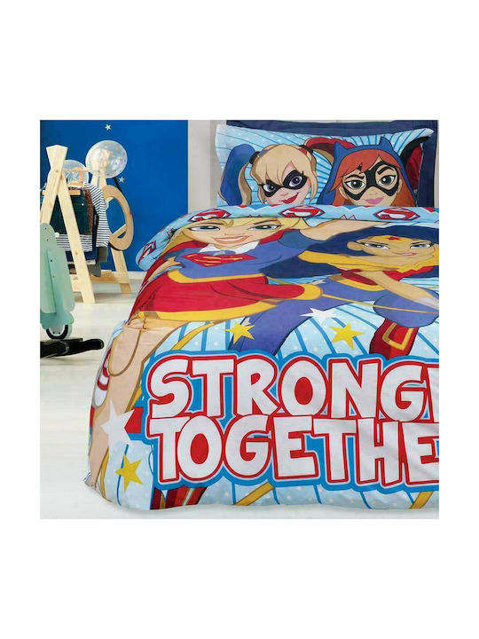 Das Home Kids Single Quilt Set with Pillowcase Super Hero Girls Multicolour 160x240cm