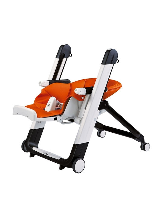 Peg Perego Siesta Follow Me Scaun Înalt De Masă Bebe Pliabil Cu Înălțime Reglabilă Portocaliu Wonder