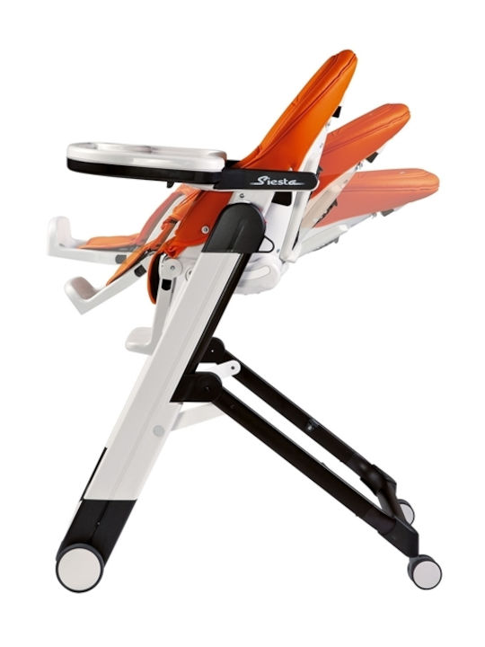 Peg Perego Siesta Follow Me Scaun Înalt De Masă Bebe Pliabil Cu Înălțime Reglabilă Portocaliu Wonder