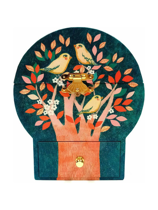 Djeco Kids Jewellery Box Birds On The Tree Blue Wood