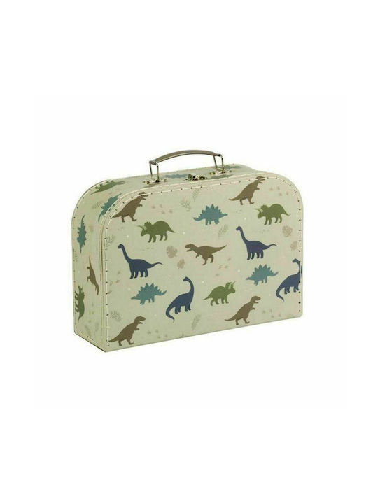 A Little Lovely Company Decorative Suitcase Dinosaurs Made of Wood 2 Pieces Green