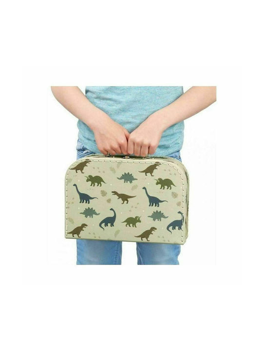A Little Lovely Company Decorative Suitcase Dinosaurs Made of Wood 2 Pieces Green
