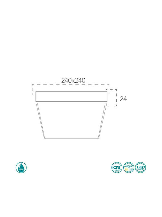 Fan Europe I-DOMO-Q24 Ceiling Mount Light Bathroom 24cm Silver with Integrated LED