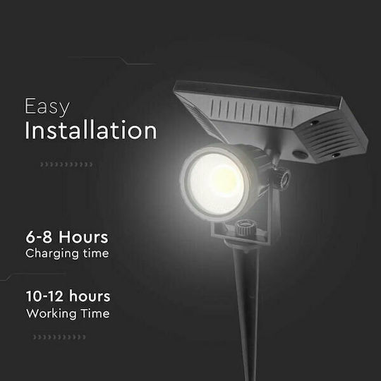 V-TAC VT-952 Spiked Solar Light 2W 40lm Natural White 4000K with Photocell IP65 14cmx15cmx28cmcm