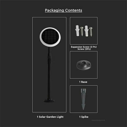 V-TAC VT-943 Set of 2 Stake Solar Lights 3W 260lm Natural White 4000K with Photocell IP65