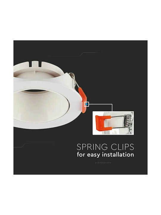 V-TAC Round Plastic Recessed Spot with Socket GU10 White 8.5x8.5cm. 1pcs