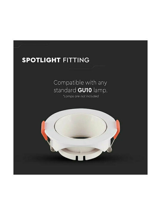 V-TAC Round Plastic Recessed Spot with Socket GU10 White 8.5x8.5cm. 1pcs