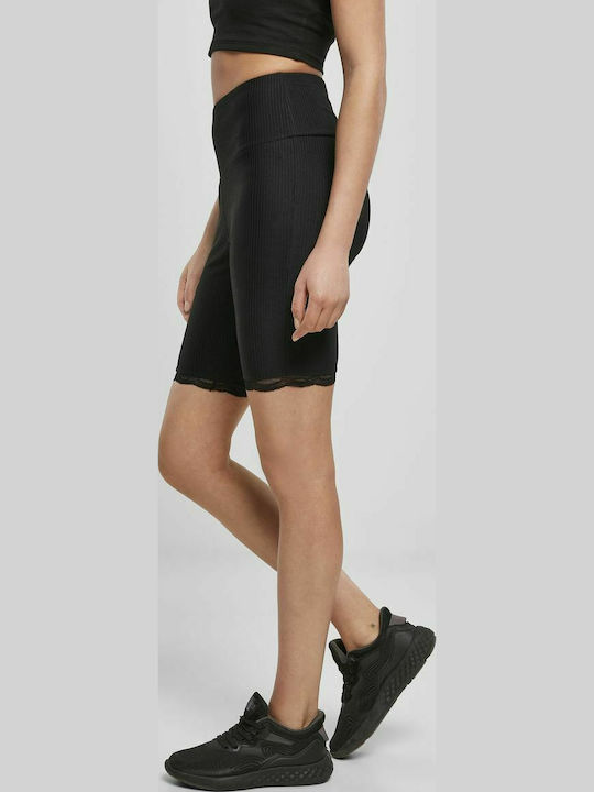 Frauen Fahrrad Leggings Hochgeschnitten Schwarz