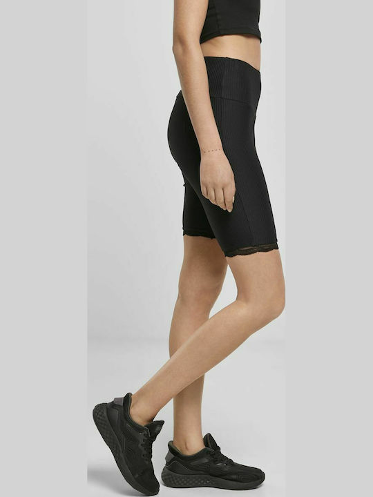 Frauen Fahrrad Leggings Hochgeschnitten Schwarz