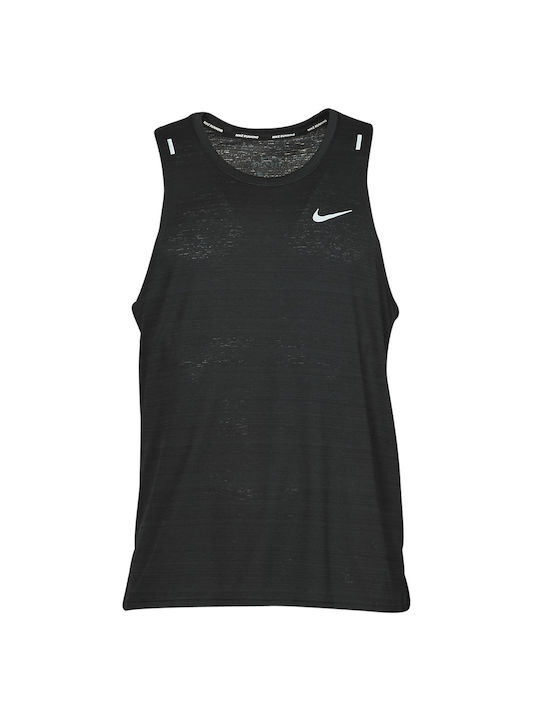 Nike Miler Ανδρική Μπλούζα Dri-Fit Αμάνικη Μαύρη