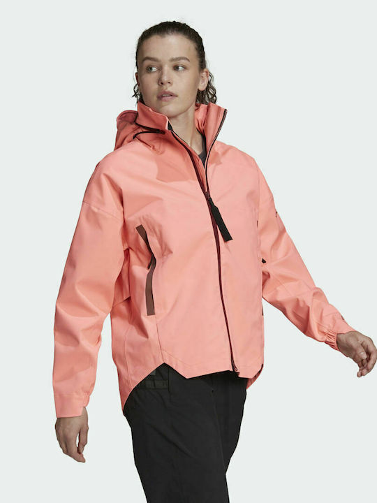 Women's Short Sports Jacket for Winter Acid Red