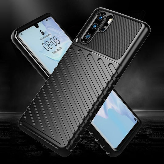 Hurtel Thunder Umschlag Rückseite Kunststoff Schwarz (Huawei P30 Pro)