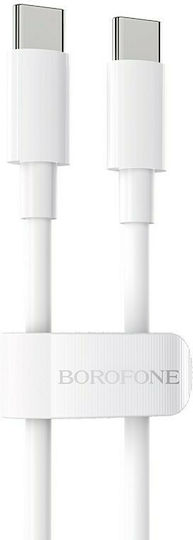 Borofone BX44 USB 2.0 Cable USB-C Male - USB-C 100W PD White 1m