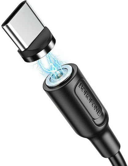 Borofone BX41 Magnetic USB 2.0 Cable USB-C male - USB-A Μαύρο 1m