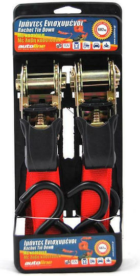 Carner Car Luggage Strap with Ratchet Red 300x2.5cm 2pcs