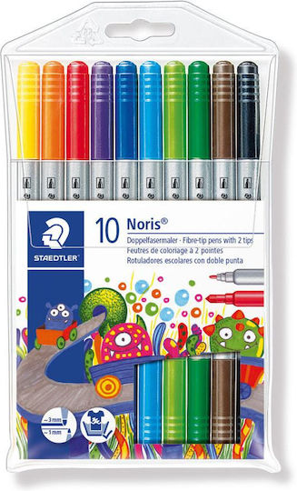 Staedtler Фибърни Маркери За Рисуване 1мм С Двоен Накрайник Комплект 10 Цветни