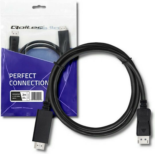 Qoltec Cable DisplayPort male - HDMI male 2m Black (50441)