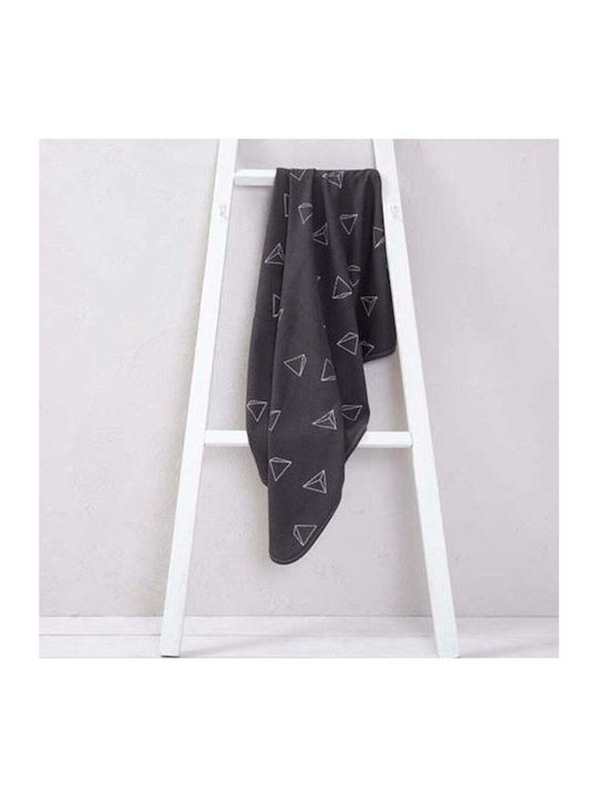 Minene Κουβέρτα Αγκαλιάς & Λίκνου Triangles Πικέ Γκρι 75x100εκ.