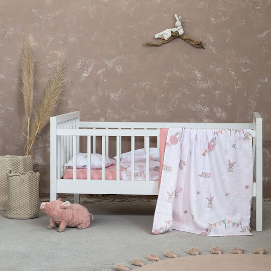 Nima Decke Kinderbett Bunny Love Baumwolle Rosa 100x140cm