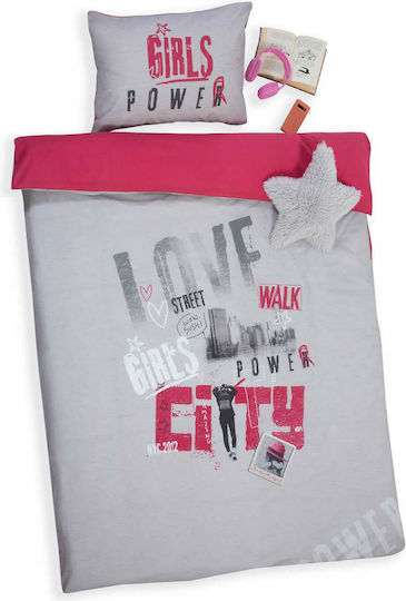 Nef-Nef Homeware City Girls Power Kids Cotton Pillowcase Set 52x72cm Pink
