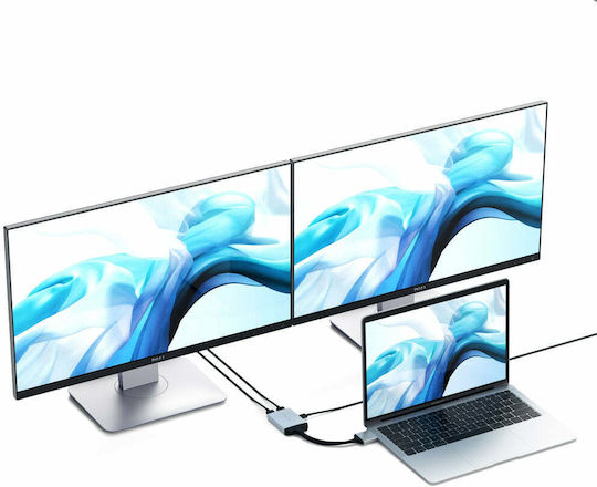Satechi Μετατροπέας USB-C male σε HDMI 2x female Ασημί 1τμχ ST-TCDHAS