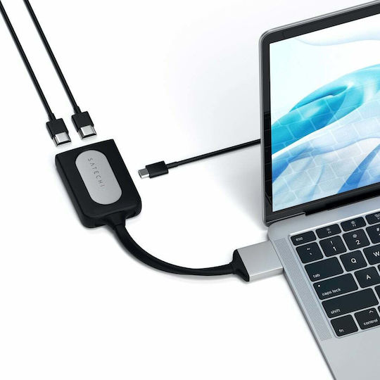 Satechi Μετατροπέας USB-C male σε HDMI 2x female Ασημί 1τμχ ST-TCDHAS