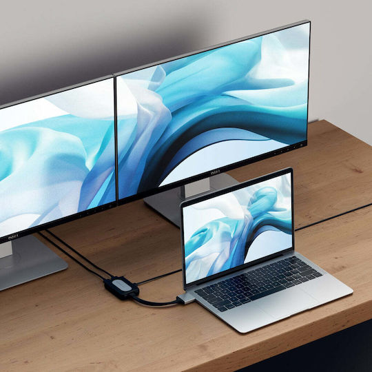 Satechi Μετατροπέας USB-C male σε HDMI 2x female Ασημί 1τμχ ST-TCDHAS