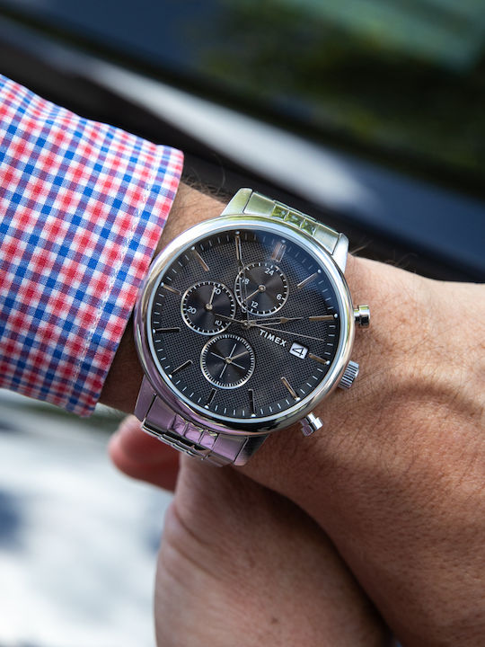 Timex Chicago Ρολόι Μπαταρίας με Μεταλλικό Μπρασελέ Timex Chicago Ρολόι Μπαταρίας με Μεταλλικό Μπρασελέ
