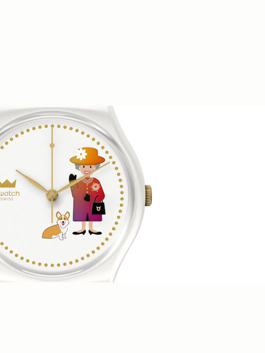 Swatch How Majestic Ανδρικό Ρολόι 34mm Μπαταρίας με Λευκό Καουτσούκ Λουράκι
