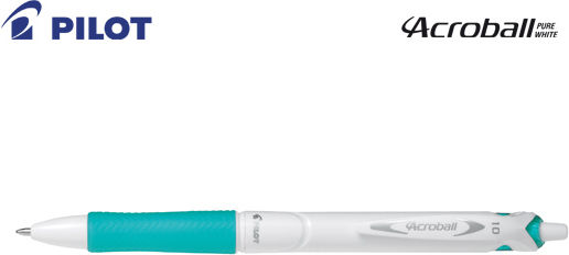 Pilot Acroball Pure White Pen Ballpoint 1mm Green with Green Ink