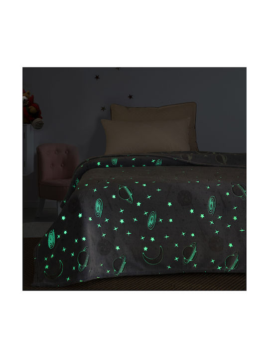 Beauty Home Κουβέρτα Fleece Φωσφορίζουσα Γαλάζια 160x220εκ.