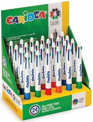 Carioca 4 Colors Pix Pix cu bilă nullmm cu cerneală Multicolor 40146 cu cauciuc albastru