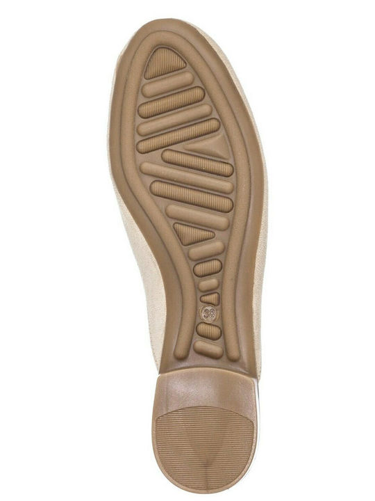 Flat Δερμάτινα Mules σε Μπεζ Χρώμα
