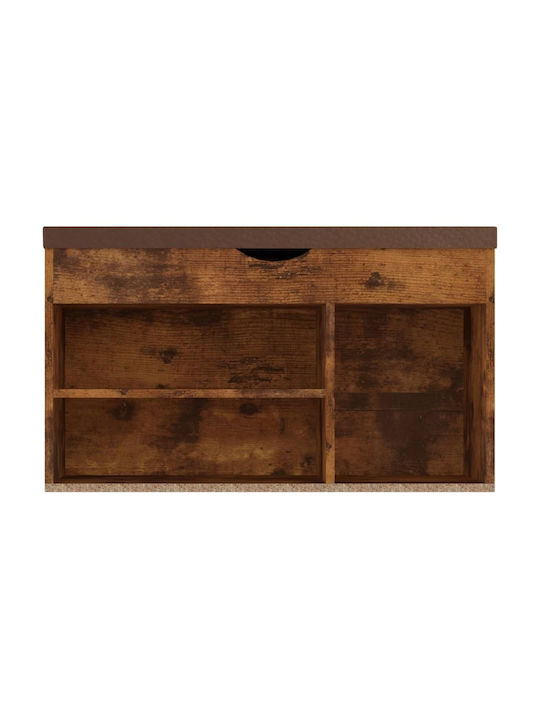 Wooden Shoe Organizer with 3 Shelves Smoked Oak 80x30x47cm