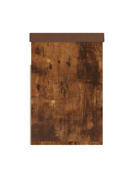 Wooden Shoe Organizer with 3 Shelves Smoked Oak 80x30x47cm