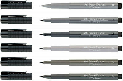 Faber-Castell Pitt Artist Drawing Markers Gray 6pcs