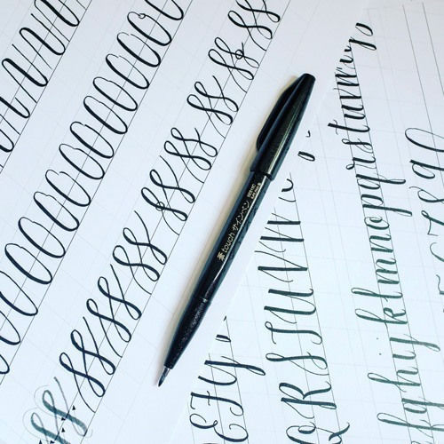 Pentel Brush Sign Pen Marker 1mm Portocaliu