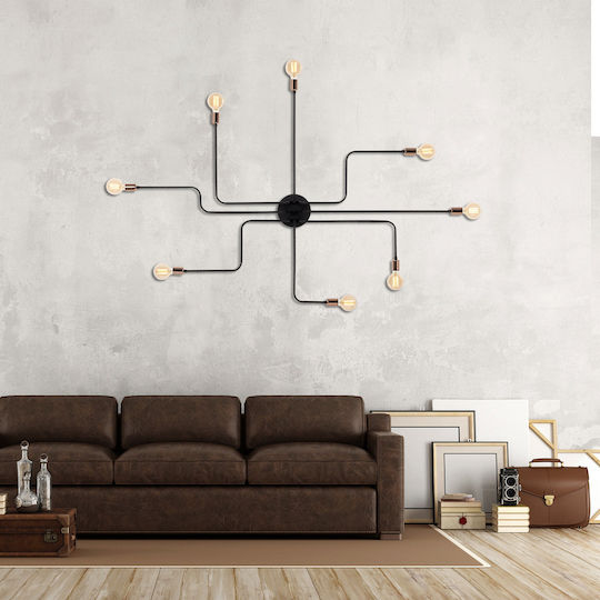 Opviq Vintage Lamp Wall with Socket E27 Black 140cm