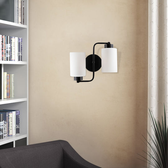 Opviq Modern Leuchte Wand mit Fassung E27 Schwarz 32cm
