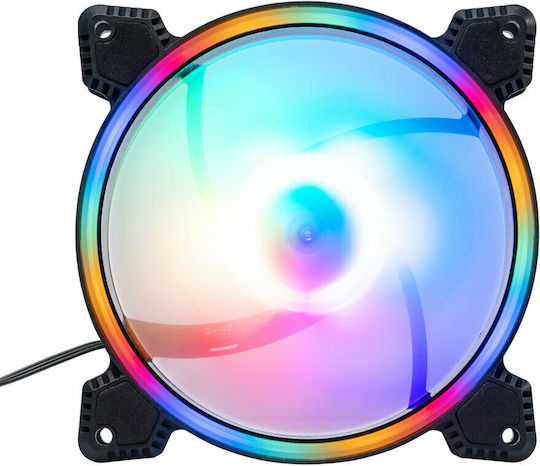Halo Case Fan 120mm (1200rpm / 38cfm) με RGB Φωτισμό και Σύνδεση 3-Pin / 4-Pin Molex