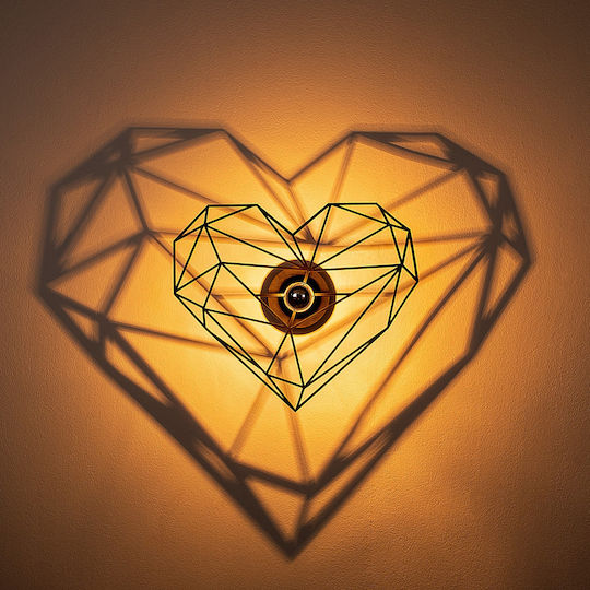 Megapap Heart Модерен Осветително тяло За стена с фасунга E27 Черен 47x40x12см.