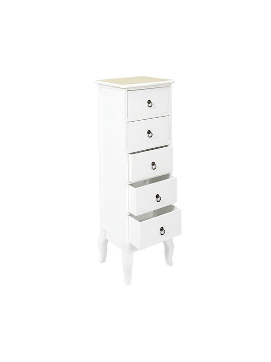 Wooden Storage Drawers with 5 Drawers Λευκό L34xW30xH100cm