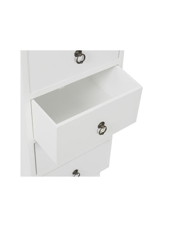 Wooden Storage Drawers with 5 Drawers Λευκό L34xW30xH100cm