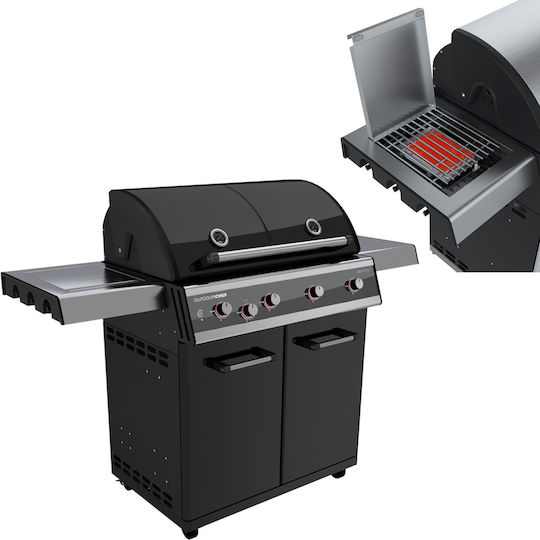 Outdoorchef Dualchef 425 G BZ Ψησταριά Υγραερίου με 4 Εστίες 16kW και Πλαϊνό Μάτι 3.5kW